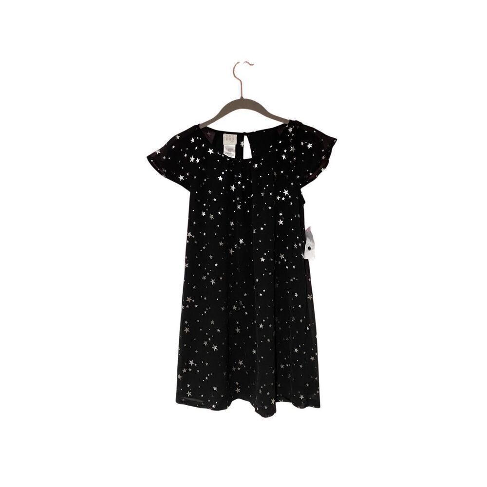 CRB NWT ￼girls black chiffon start print party dress size 12